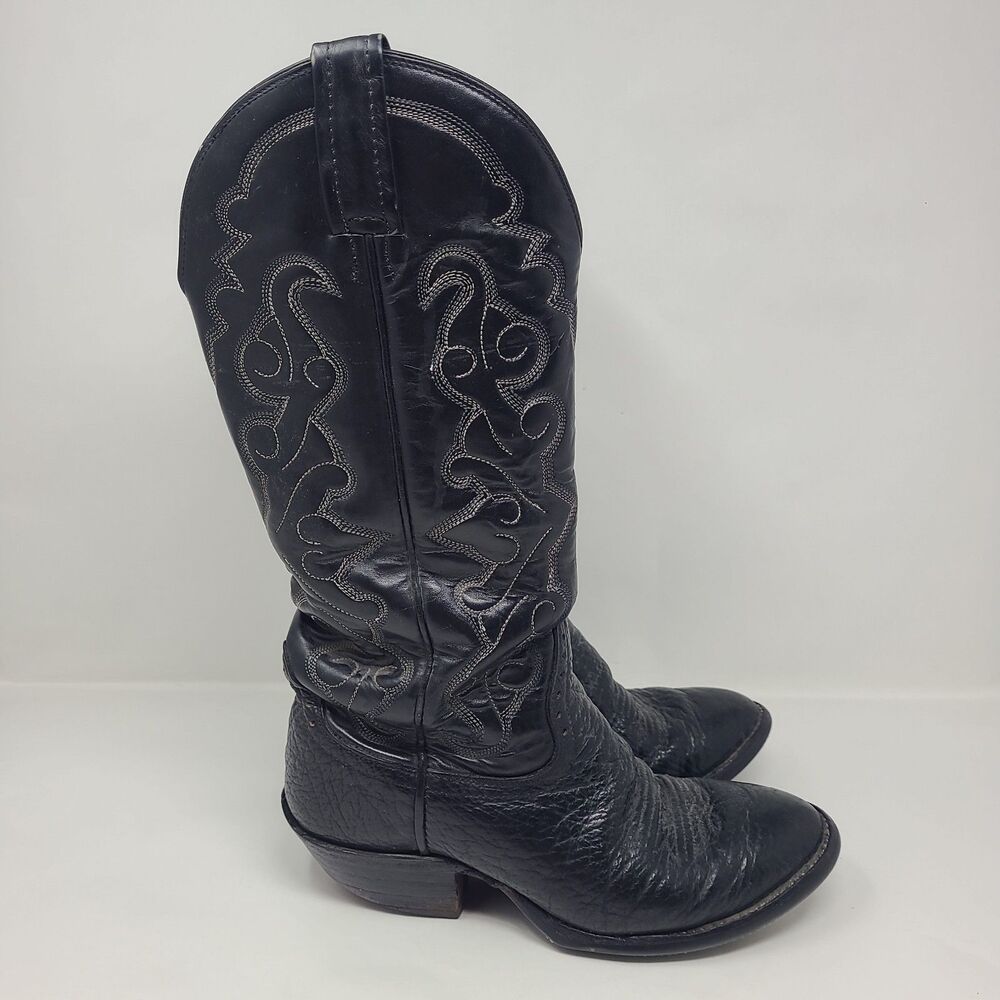 Hondo 8469 Black Leather Cowboy Boots Texas Made Men's Size 6 D Buckaroo